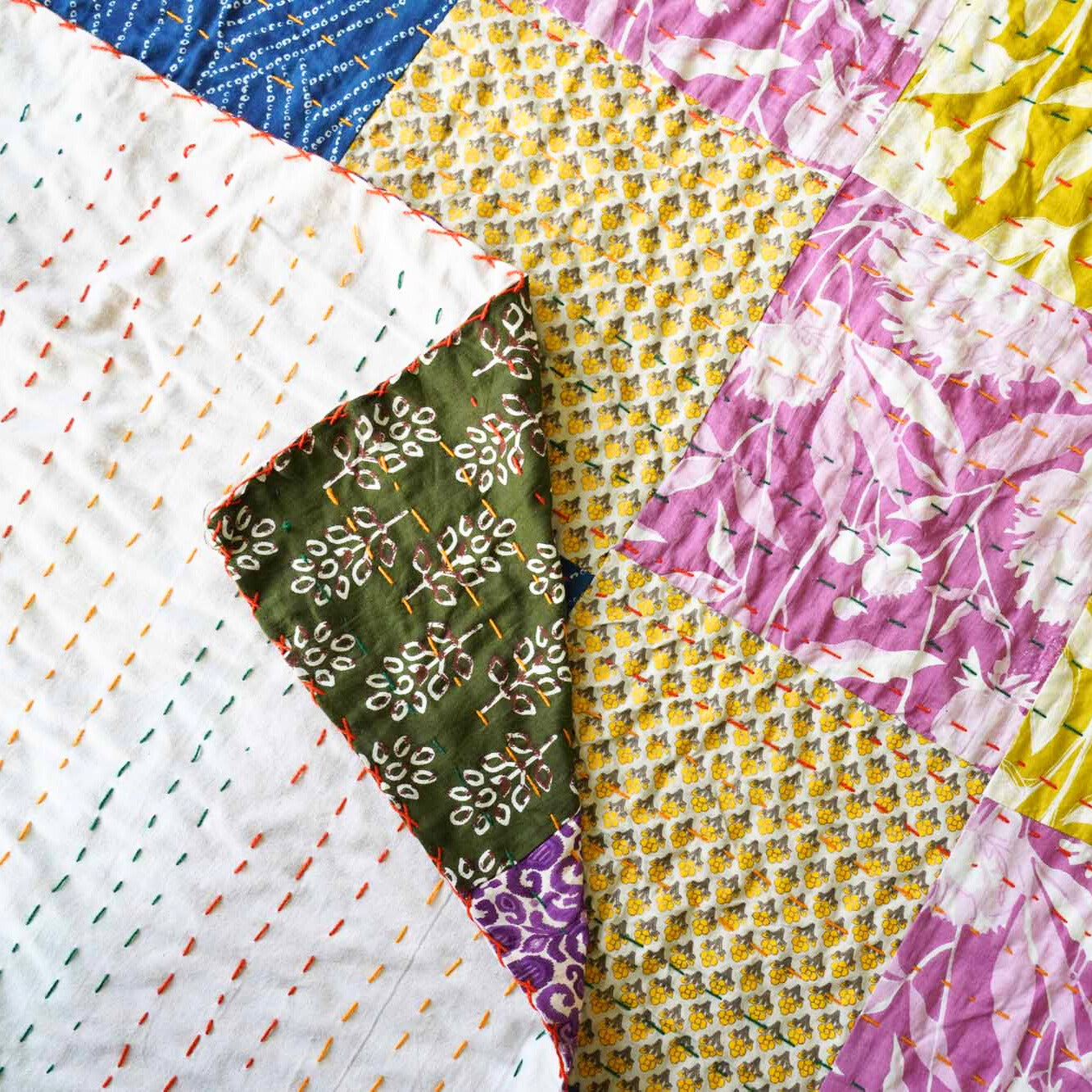 Rangeela -  Patchwork Kantha Stitch Bedcover