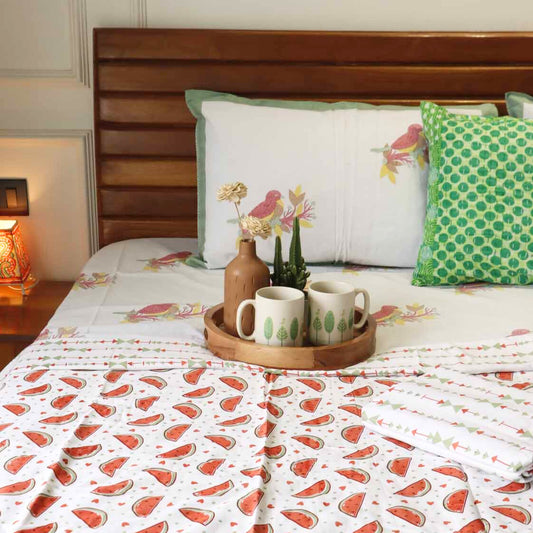 Pair Of Single Bed Dohar - Watermelon