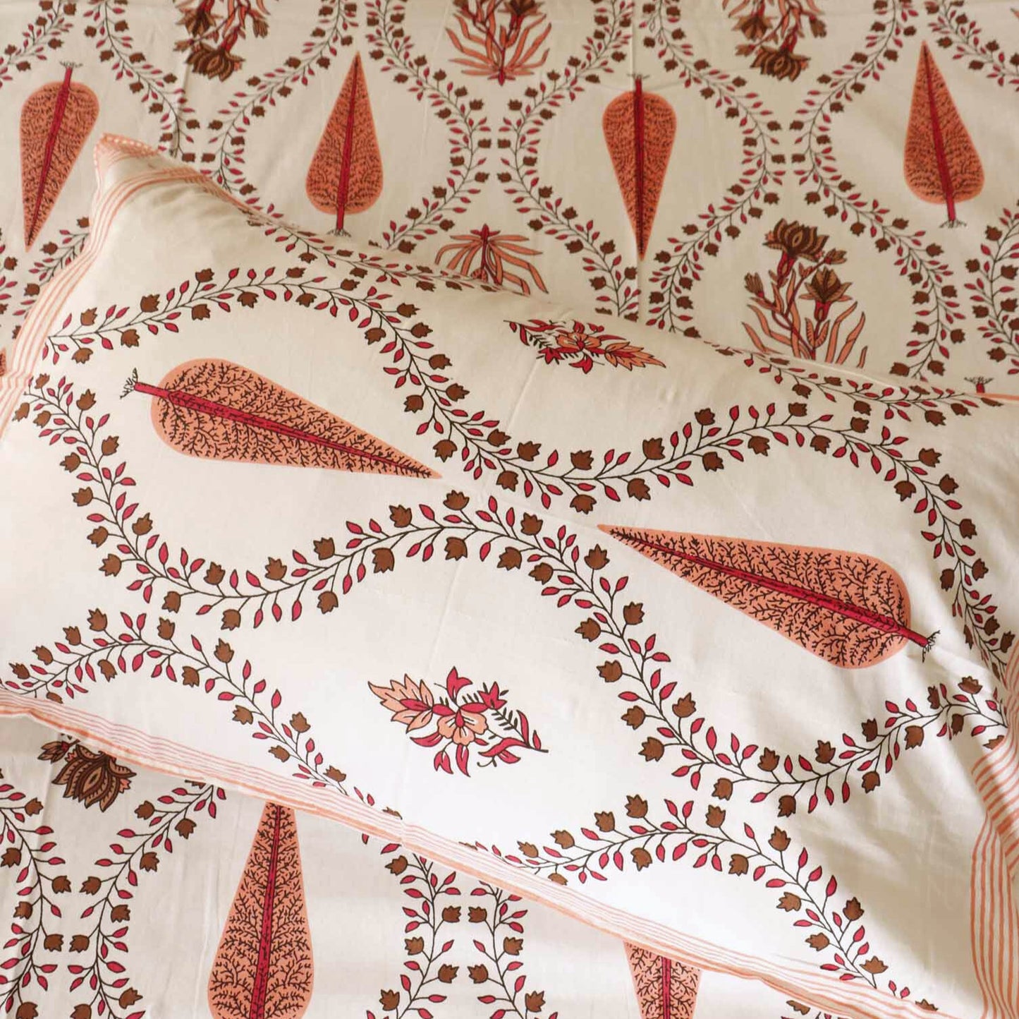 Khushamadeed Red - Single Bed Bedsheet (60x90 Inches)