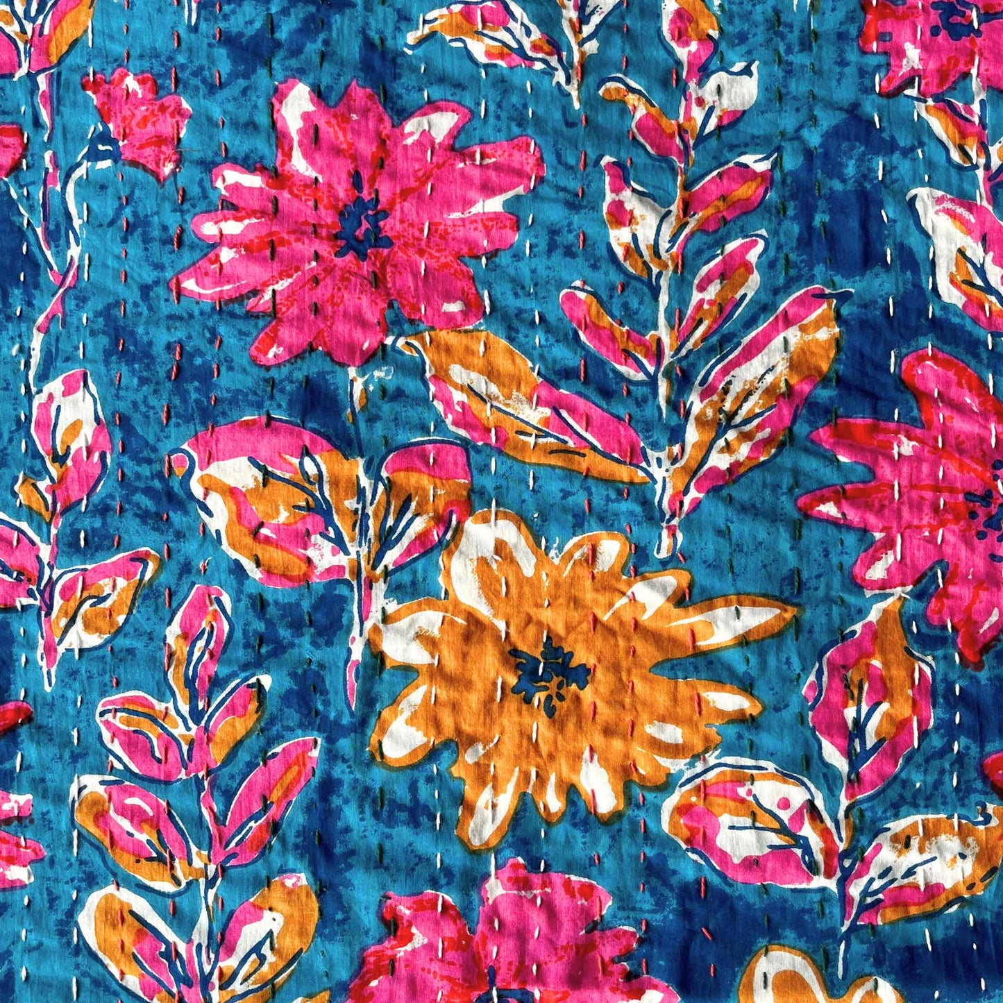 Firozi - Kantha Stitch Bedcover