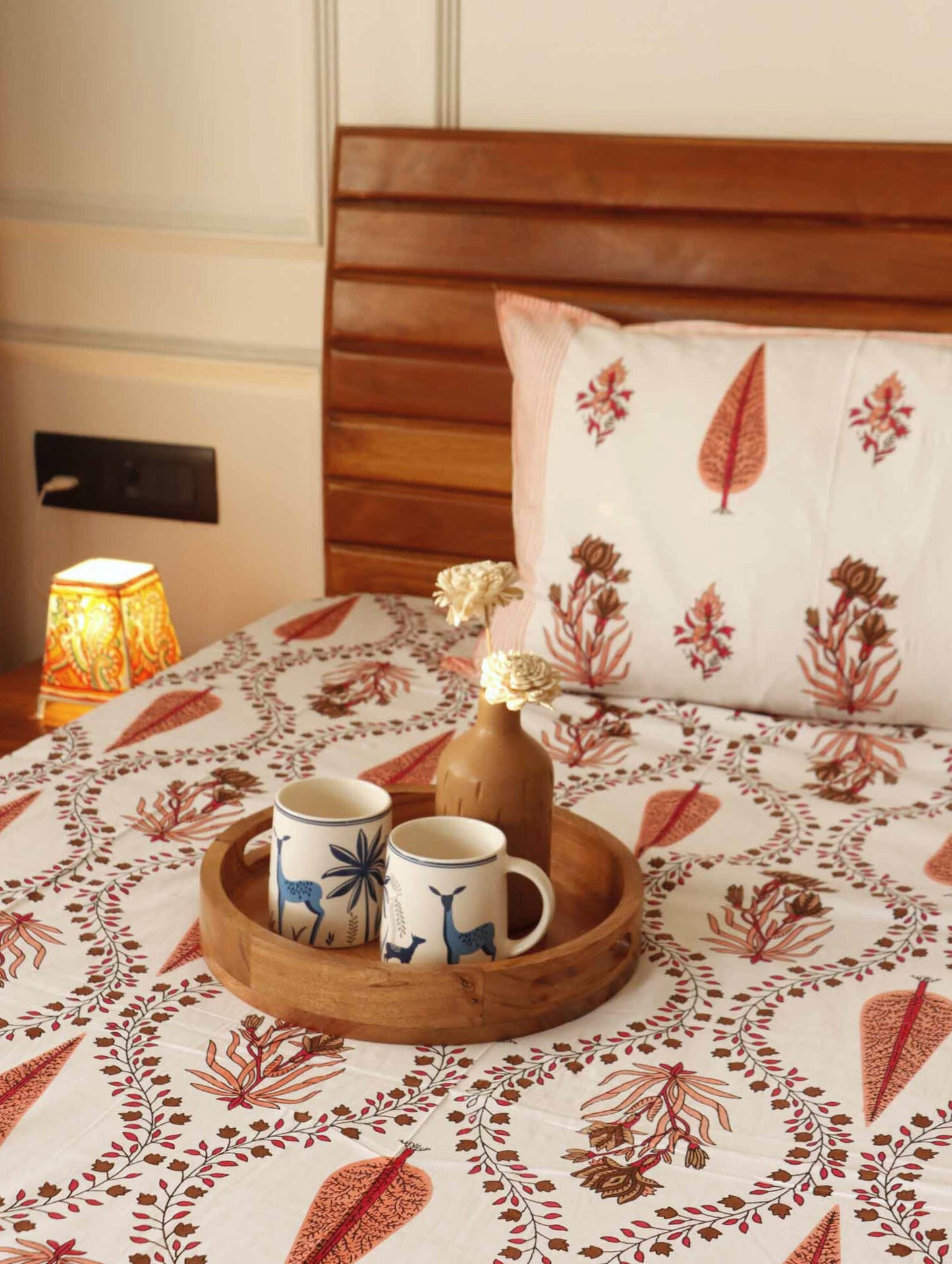 Khushamadeed Red - Single Bed Bedsheet (60x90 Inches)