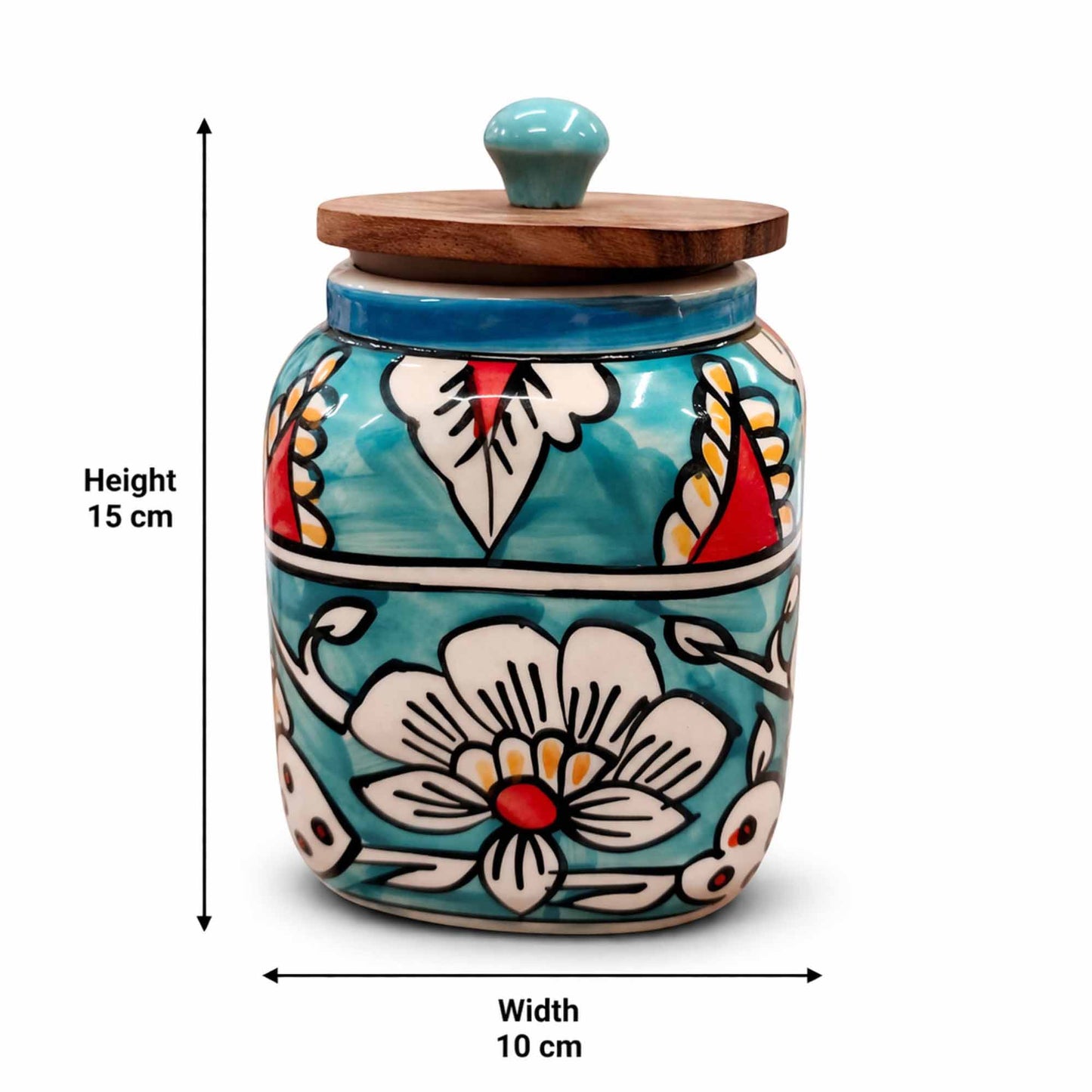 Hand Painted Ceramic Storage Jars - Set Of 2
