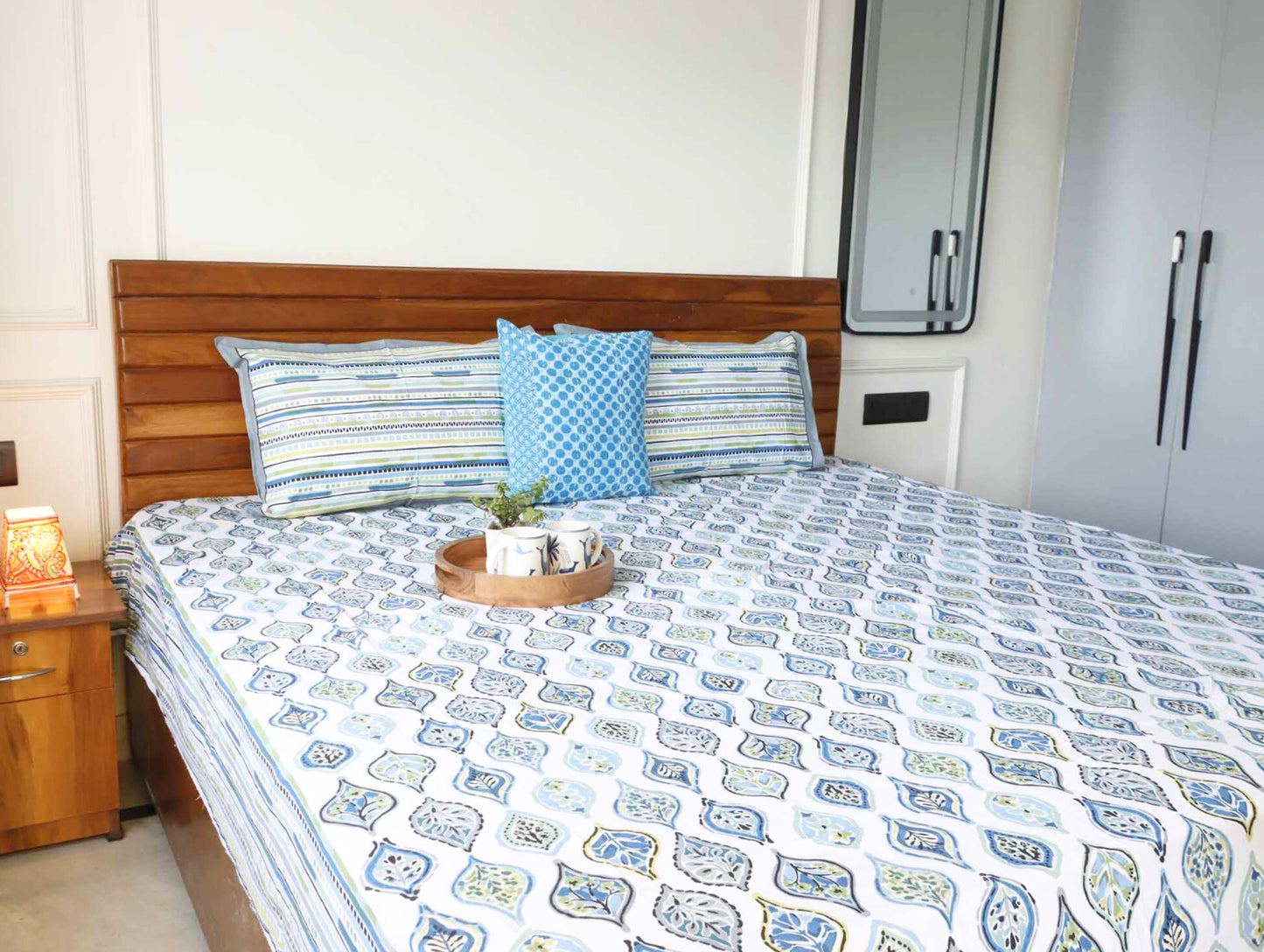 Candy Blue - Flat I Fitted Bedsheet (108x108 Inches)