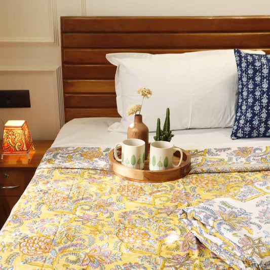 Single Bed Block Print Reversible Mul Dohar (Single Piece) – Peela