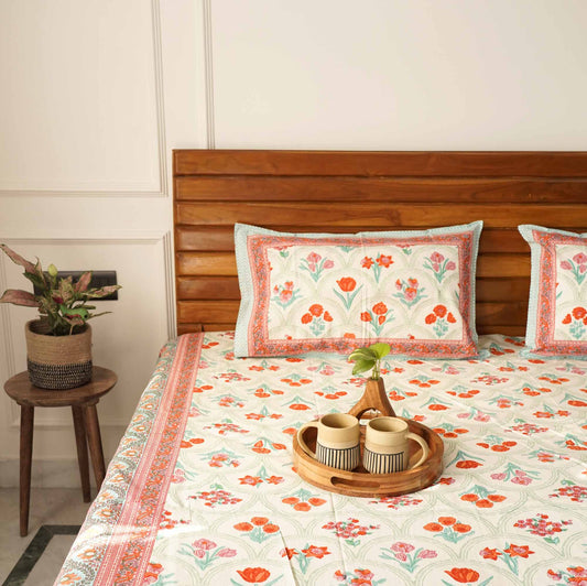 Ambarsariya - Red - Flat I Fitted Bedsheet (90x108 Inches)