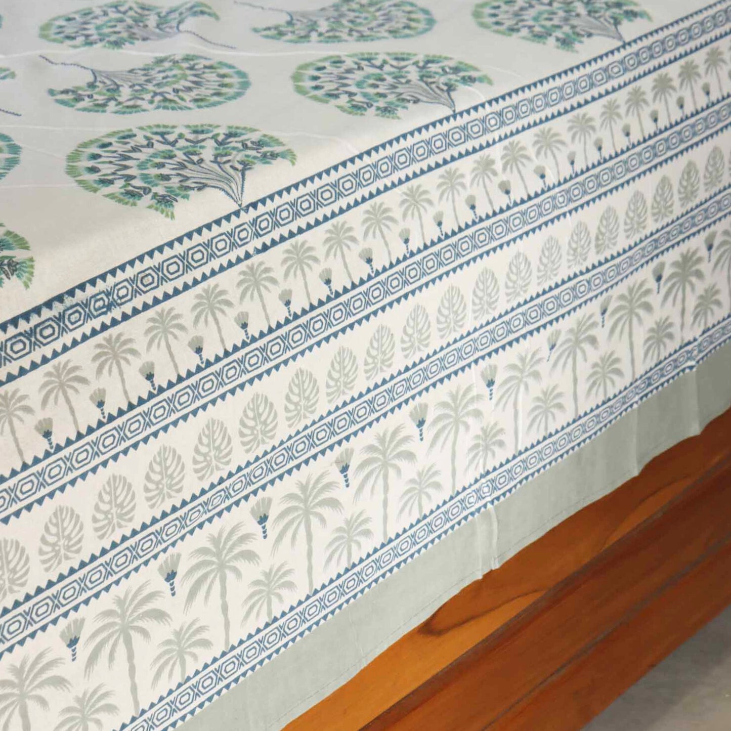 Peacock Green - Flat I Fitted Bedsheet (108x108 Inches)