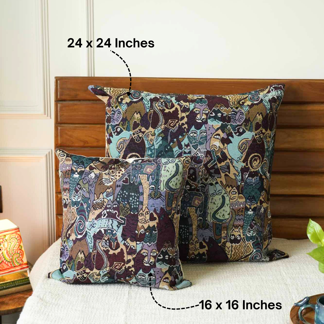 Cats Jacquard Cushion Cover