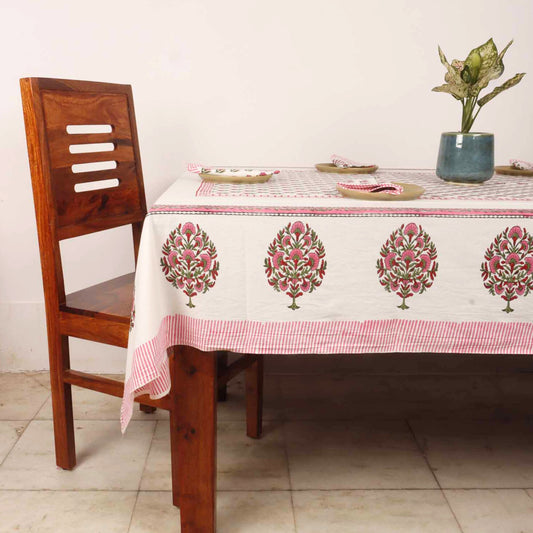 Hansika Hand Block Six seater Dining Table Cover With Napkins