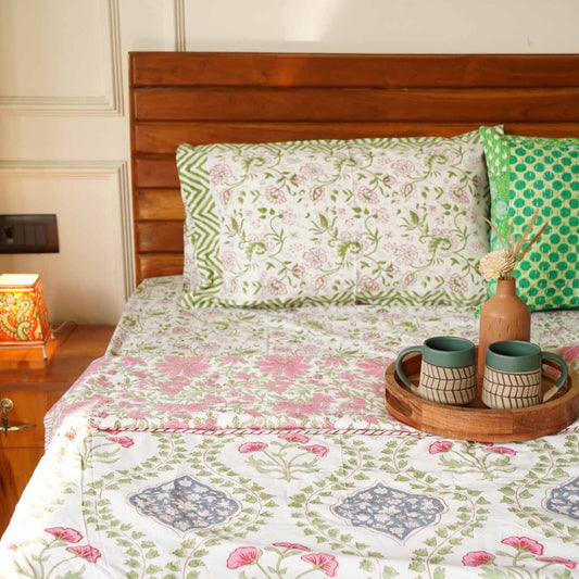 Double Bed Hand Block Print Mul Dohar – Mughal Garden