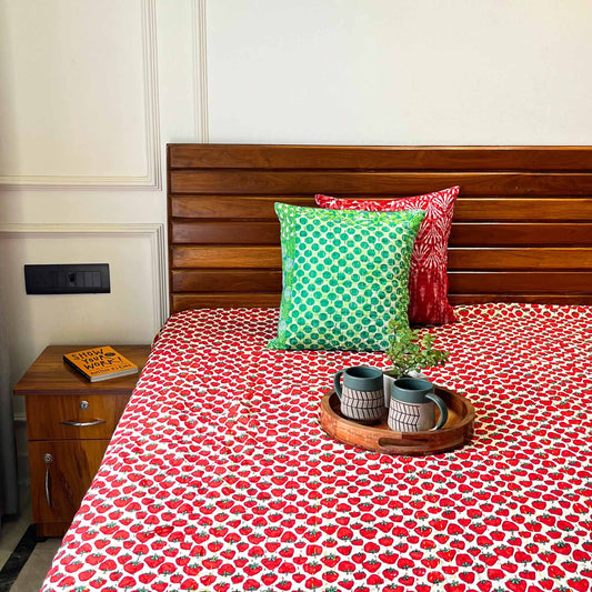 Strawberry - Kantha Stitch Bedcover