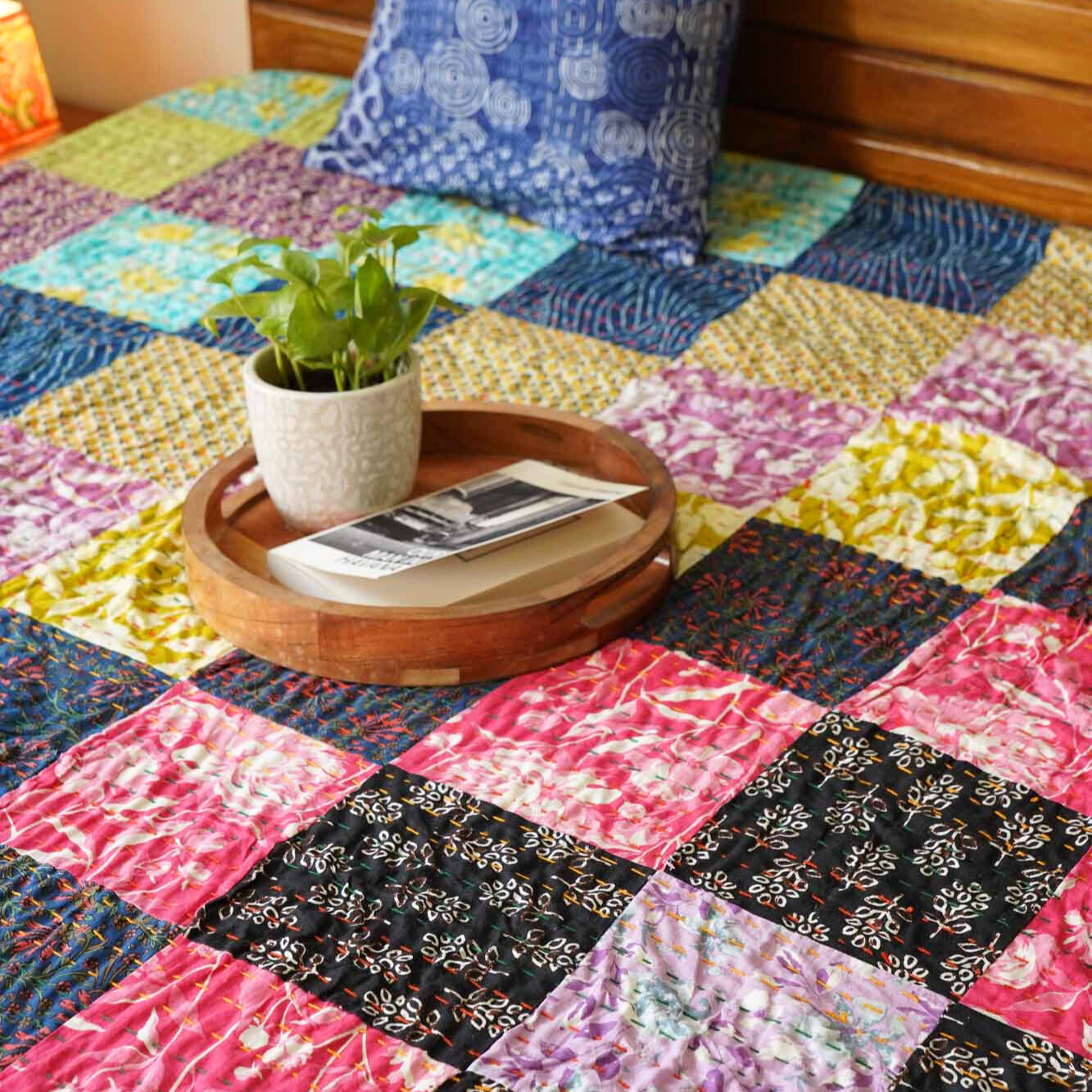 Rangeela -  Patchwork Kantha Stitch Bedcover