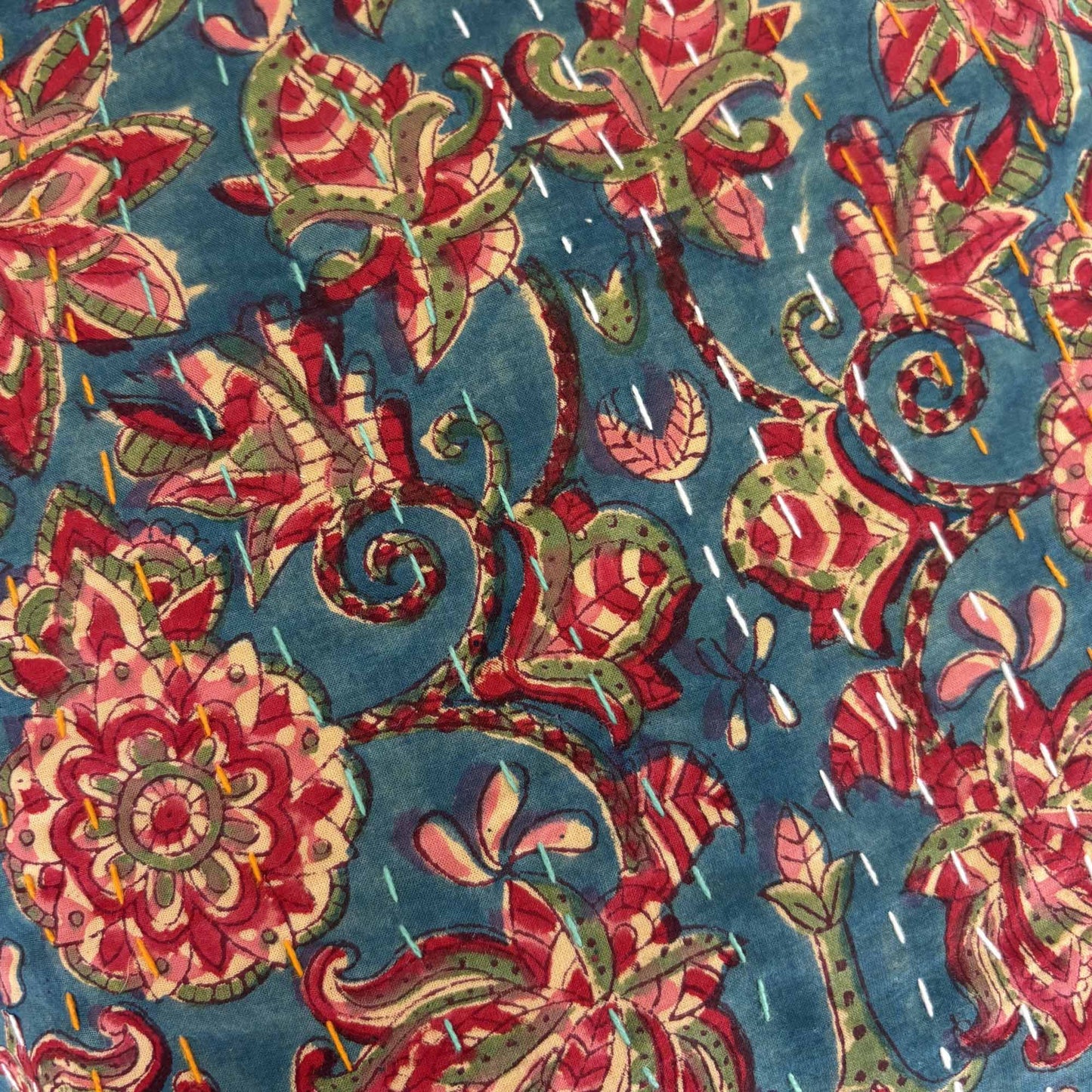 Gulnaar – Handblock Kantha Stitch Cushion Cover