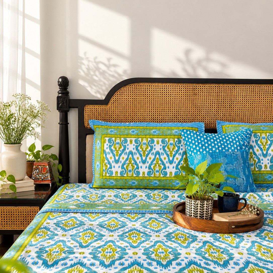 Dohar Bedding Set - Ikkat Green