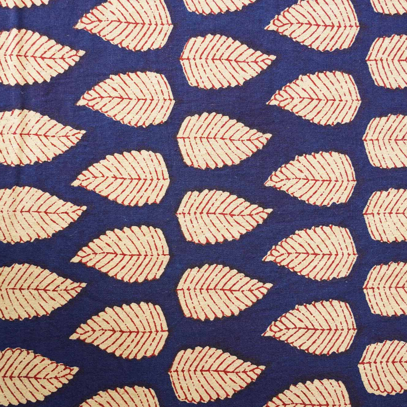 Kalamkari Blue Leaf - Flat I Fitted Bedsheet (90x108 Inches)