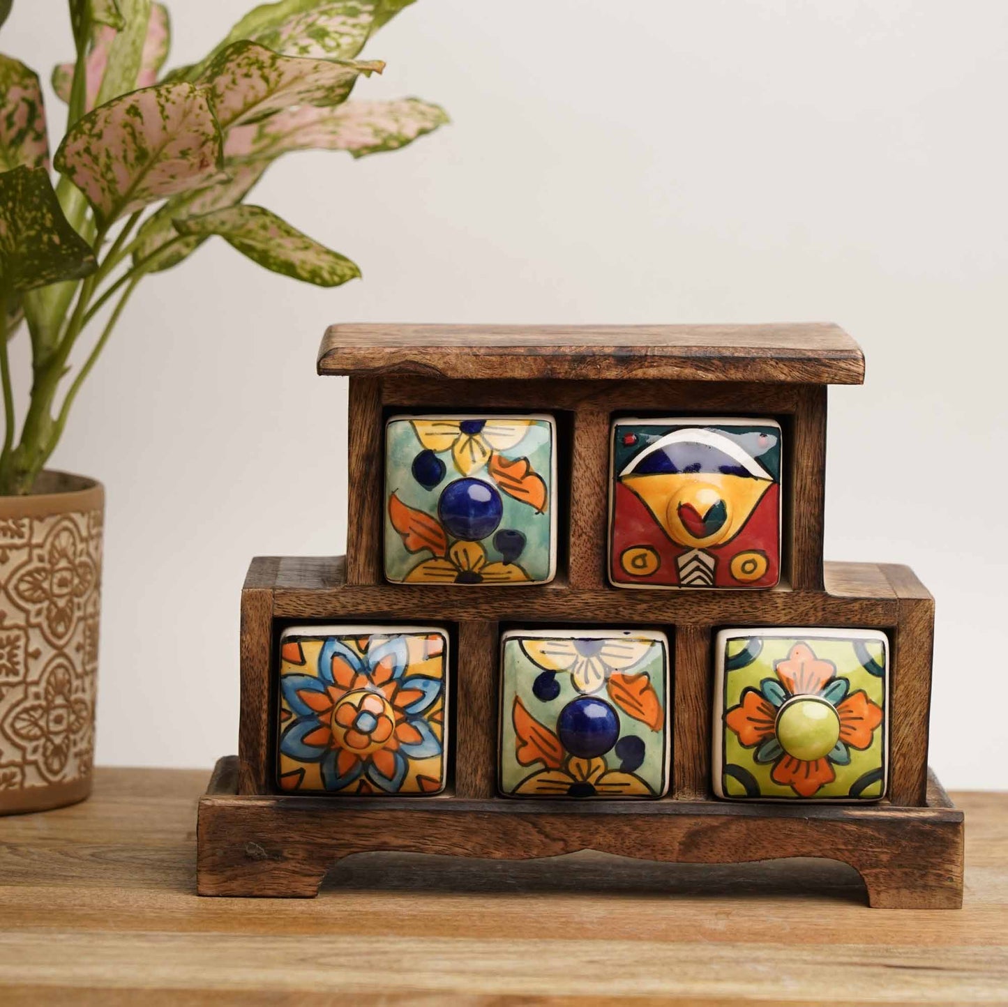 Handpainted Ceramic Drawers - Set of 5