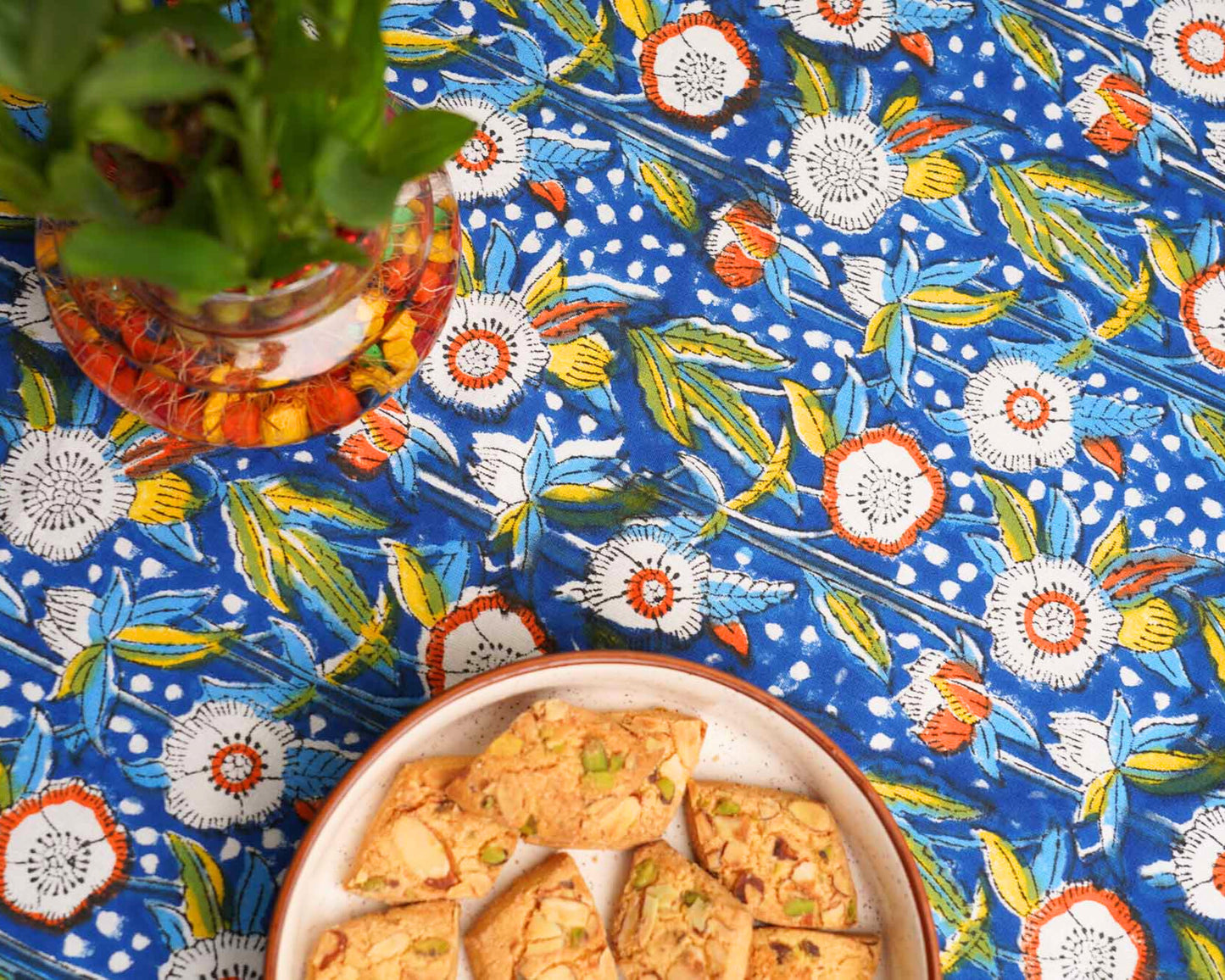 Starry Nights - Hand Block Six seater Dining table cover
