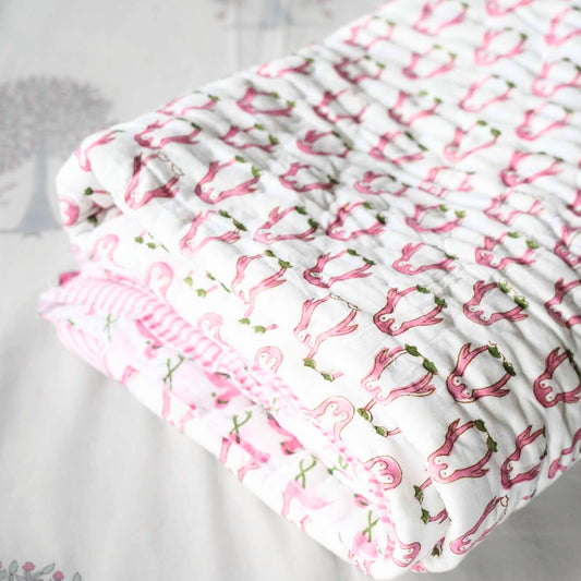 Pink Penguin -  Handblock Razai I Quilt
