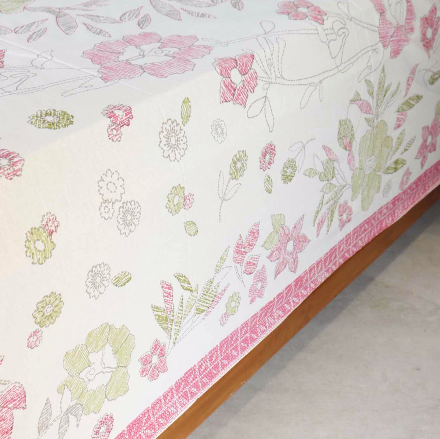 Crayons Pink - Flat I Fitted Bedsheet (108x108 Inches)