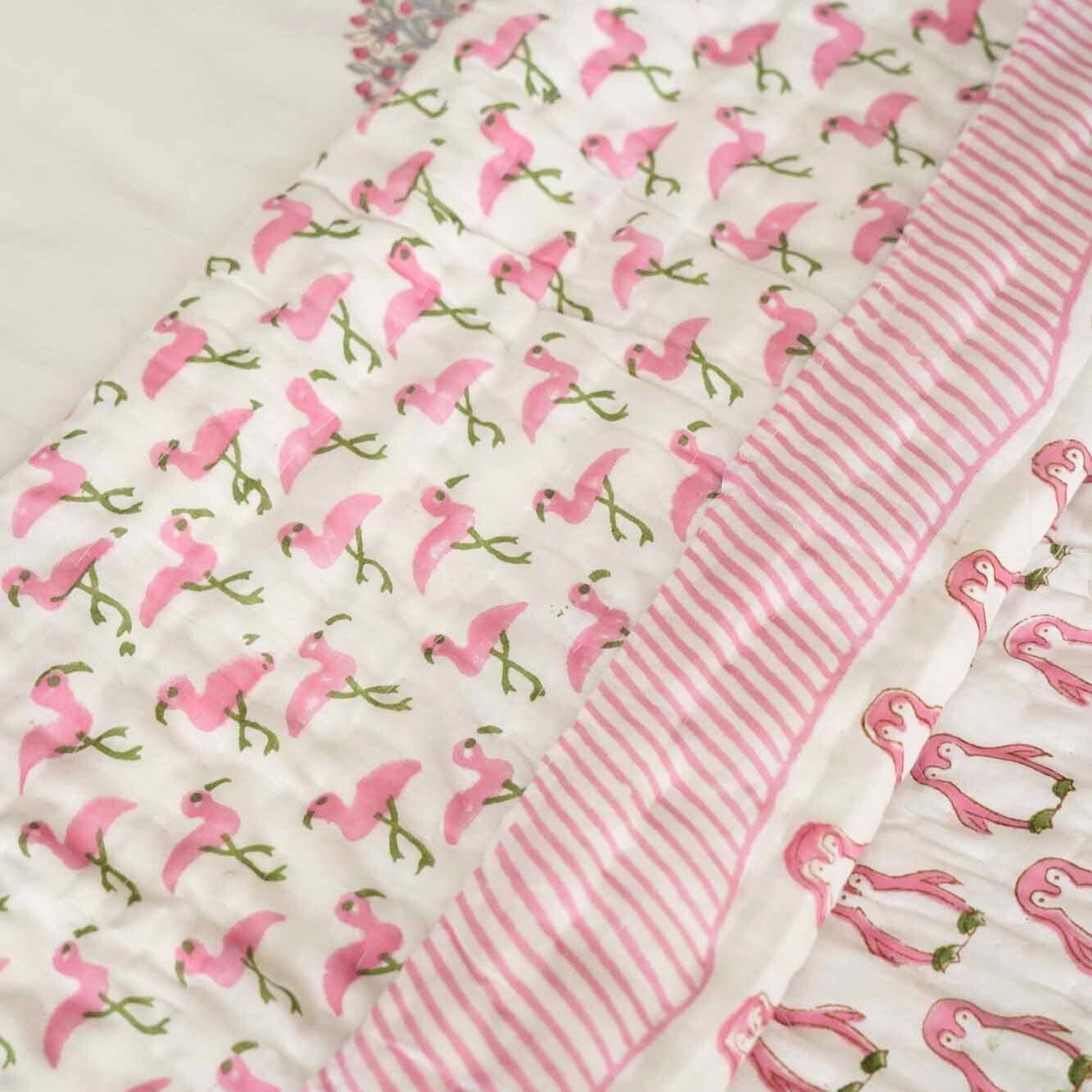 Pink Penguin -  Handblock Razai I Quilt