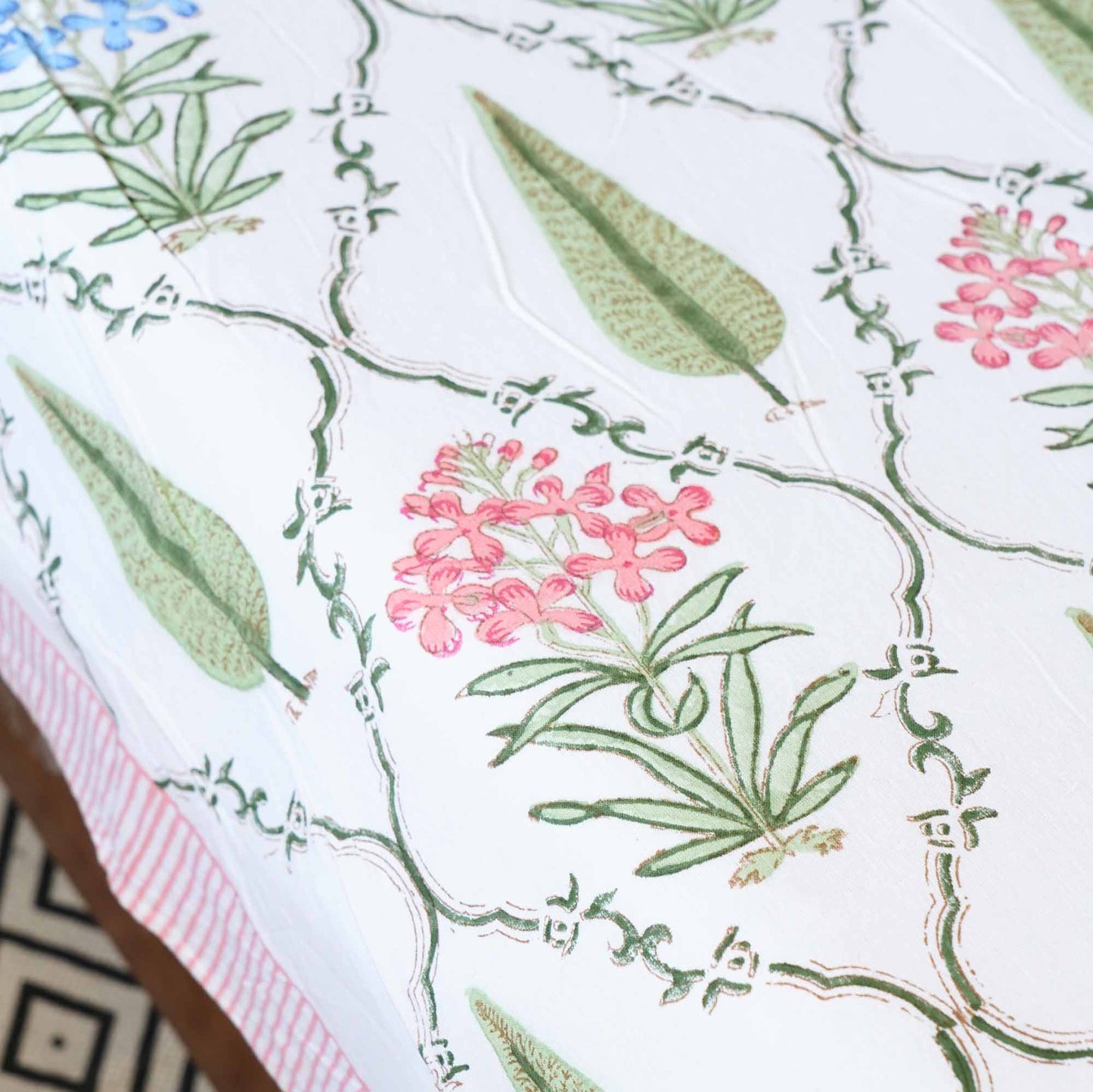 Mughal Garden - Handblock Bedsheet (108 x 108 Inches)