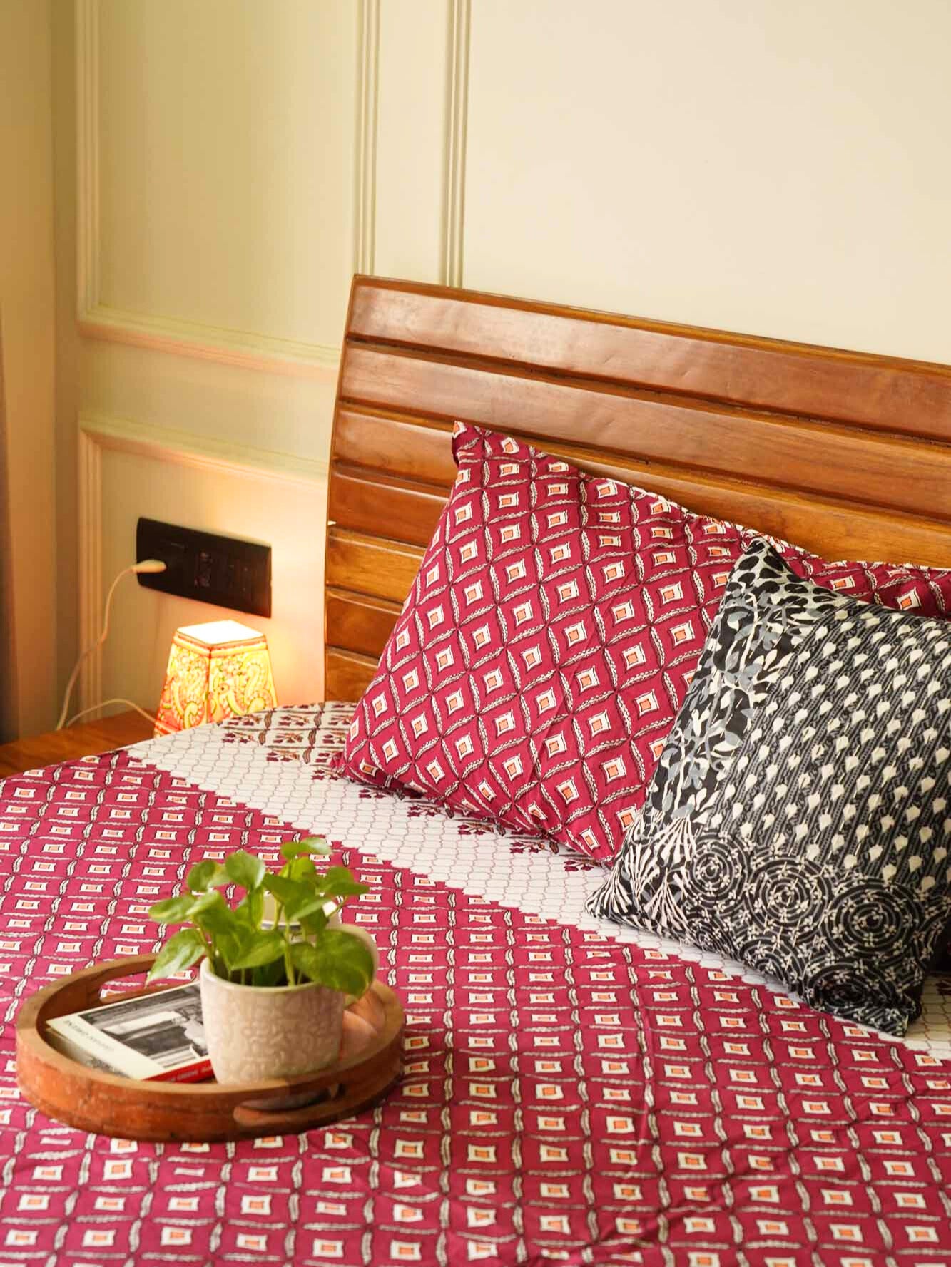 Bageecha - Red - Flat I Fitted Bedsheet (108x108 Inches)