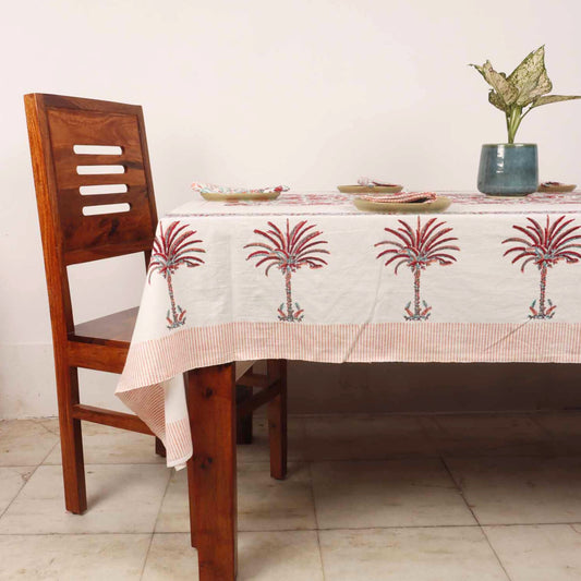 Kumudini  Hand Block Six seater Dining Table Cover With Napkin