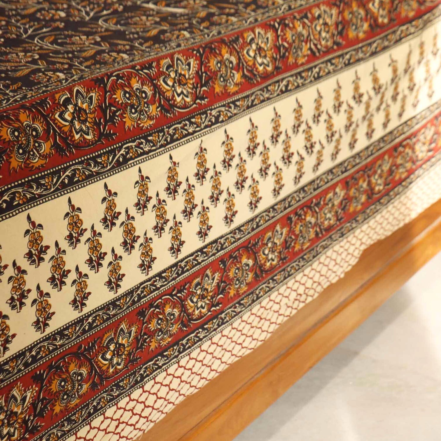 Kalamkari Black s - Flat I Fitted Bedsheet (108x108 Inches)