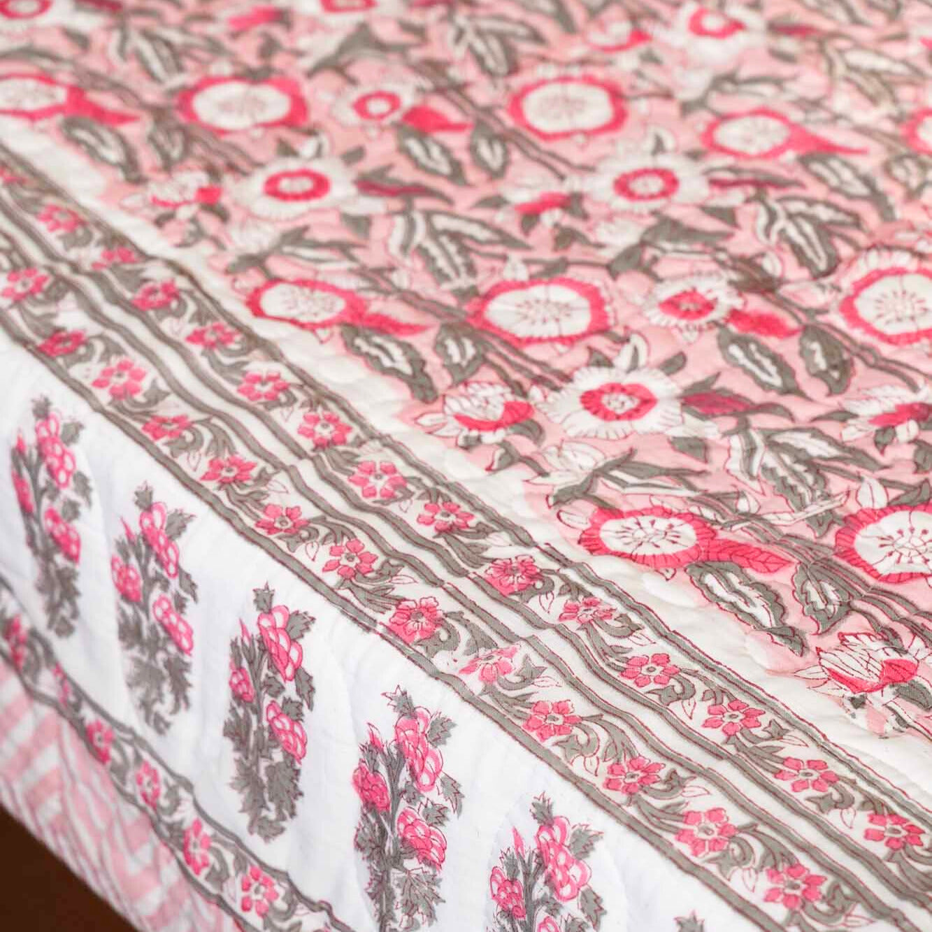 Mallika - Quilted and Reversible Handblock Bedcover I Comforter