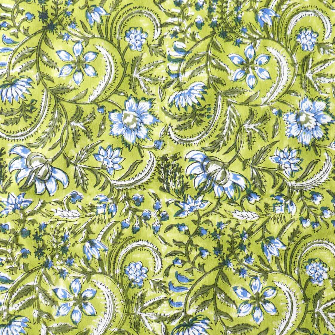 Phulwari Green - Handblock Bedsheet (100x108 Inches)