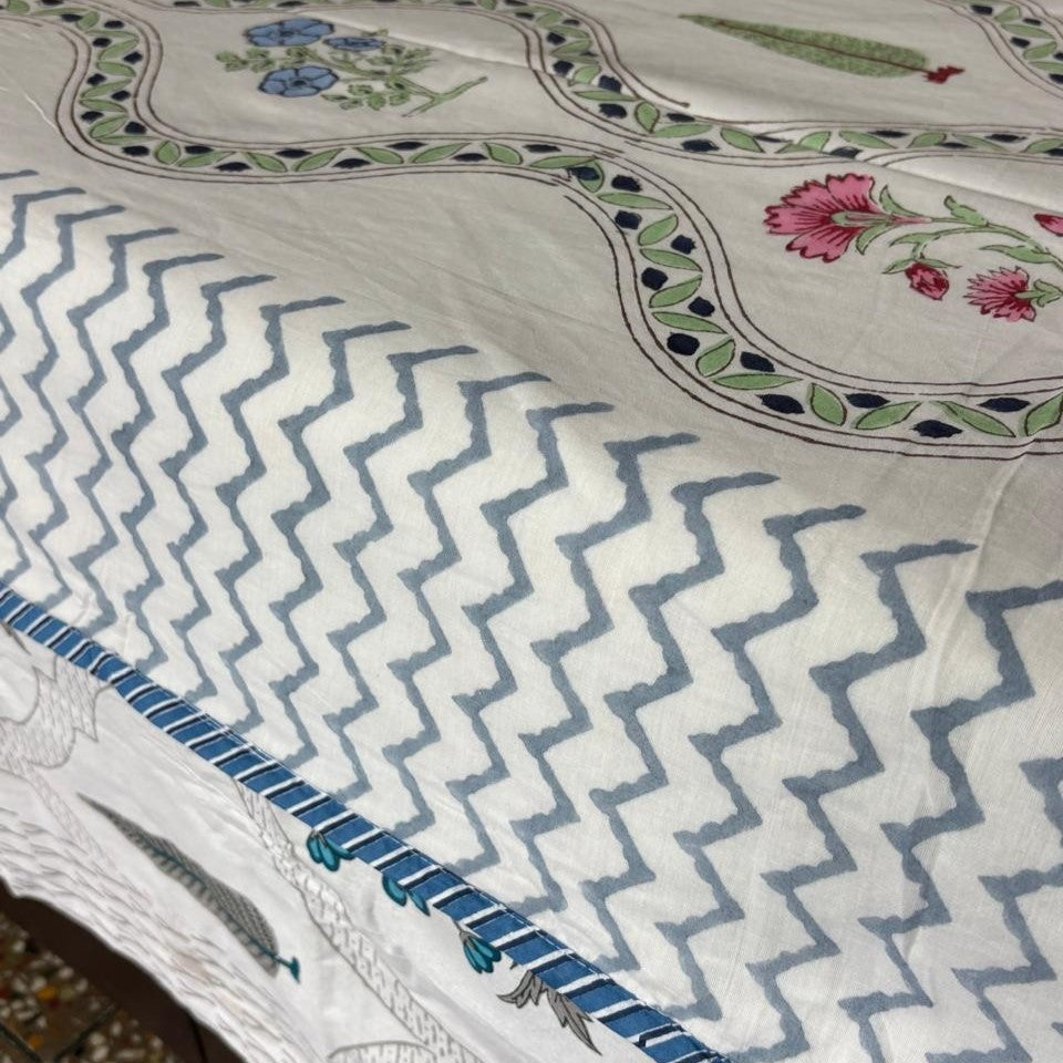 Pair Of Single Bed Hand Block Print Reversible Mul Dohar – Nargis