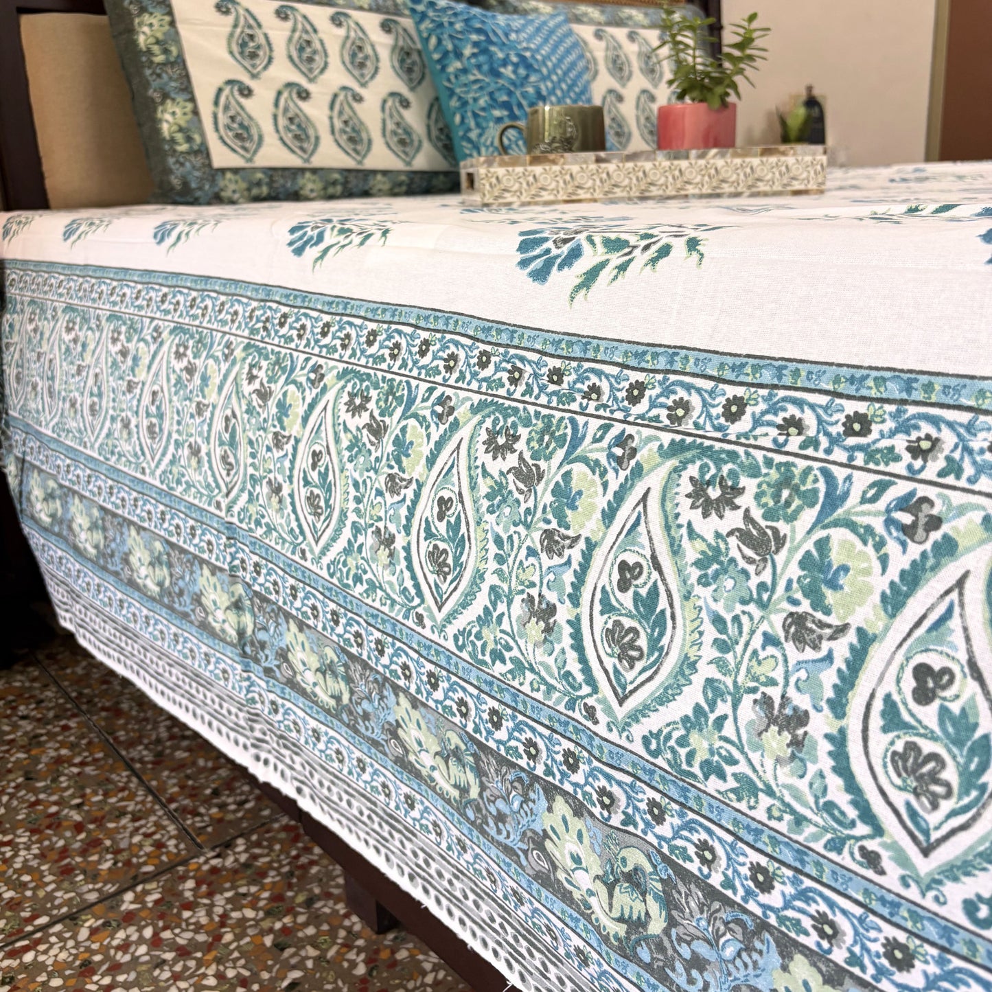 Sapphire Blue - Flat I Fitted Bedsheet (108x108 Inches)