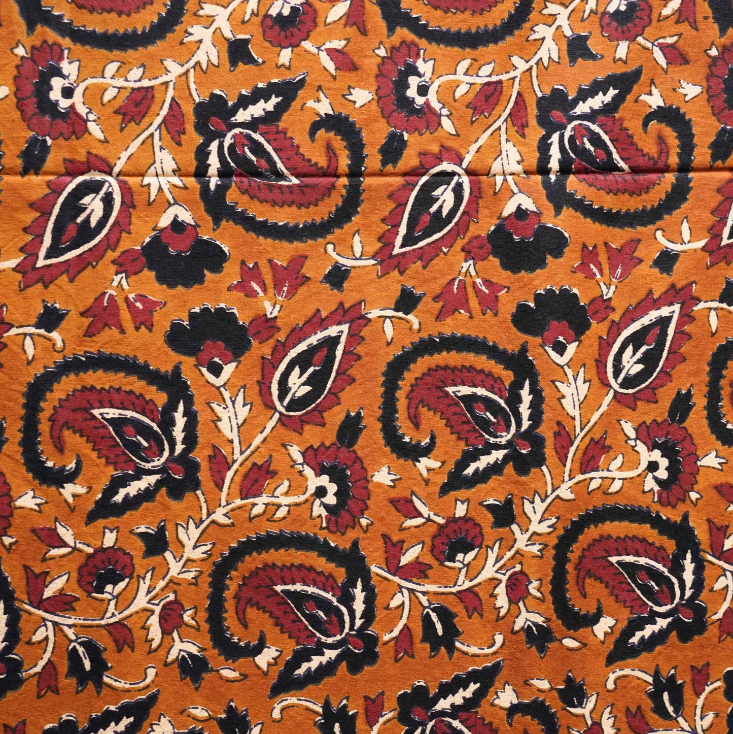 Kalamkari Kesar - Flat I Fitted Bedsheet (90x108 Inches)