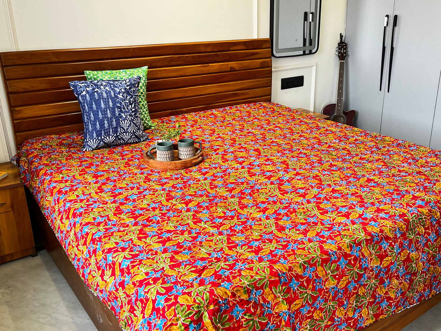 Laal - Kantha Stitch Bedcover