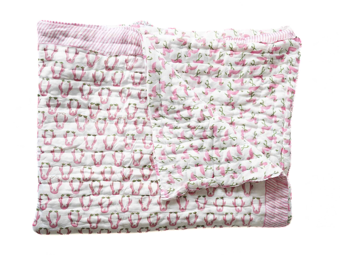 Pink Penguin -  Handblock Razai I Quilt