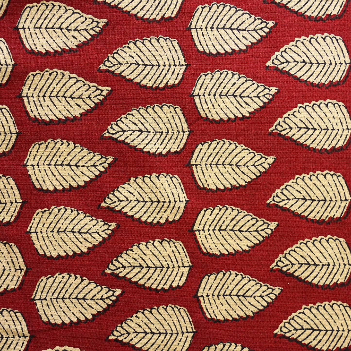 Kalamkari Red Leaf - Flat I Fitted Bedsheet (90x108 Inches)