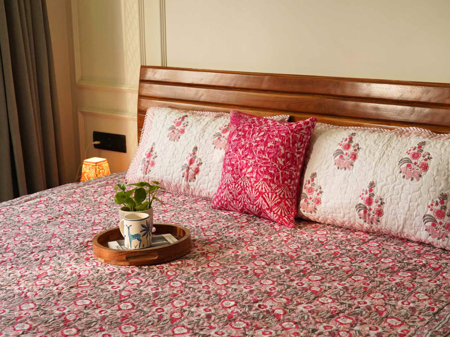 Mallika - Quilted and Reversible Handblock Bedcover I Comforter