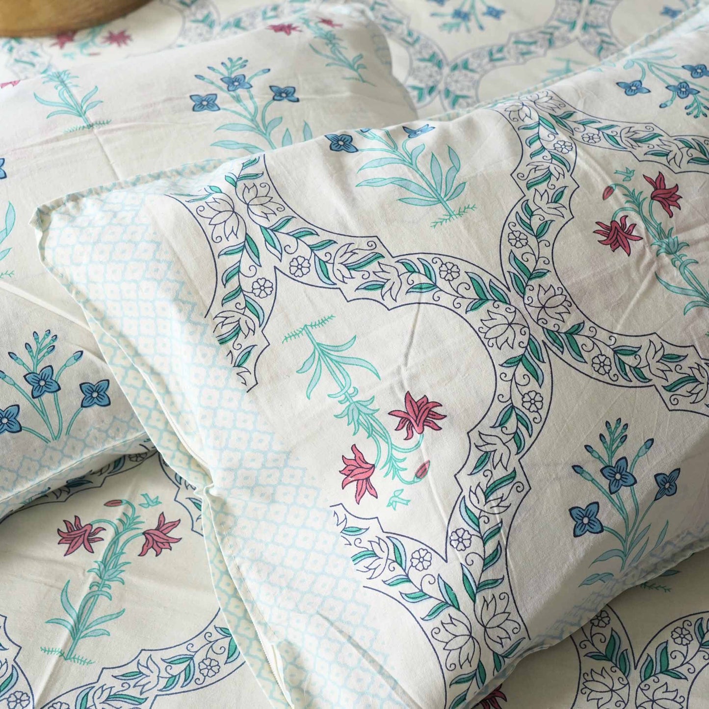 Roshanara - Blue – Double bed bedsheet(90x108 Inches)
