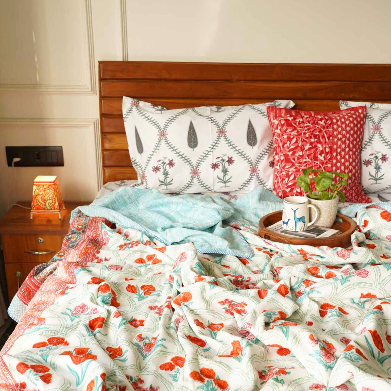 Double Bed Reversible Mul Dohar – Ambarsariya Red