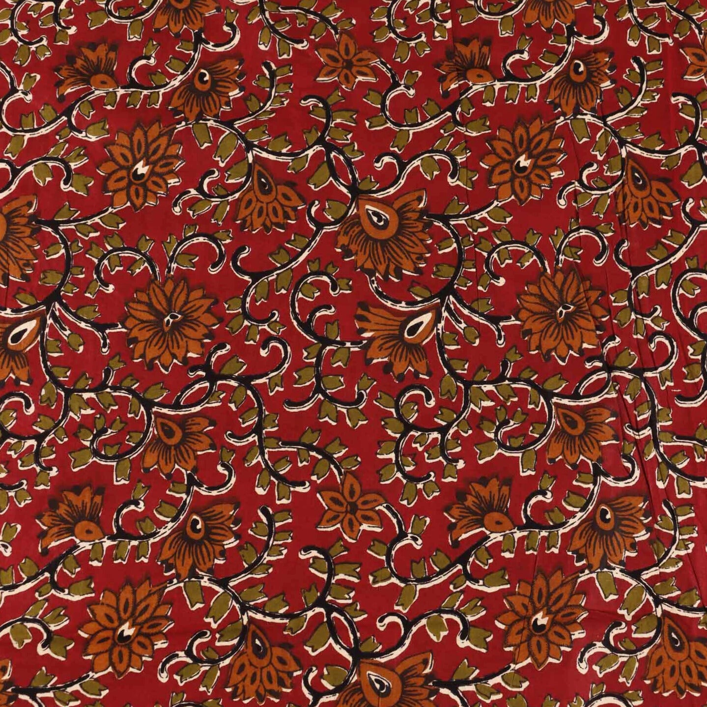 Kalamkari Surajmukhee - Flat I Fitted Bedsheet (90x108 Inches)
