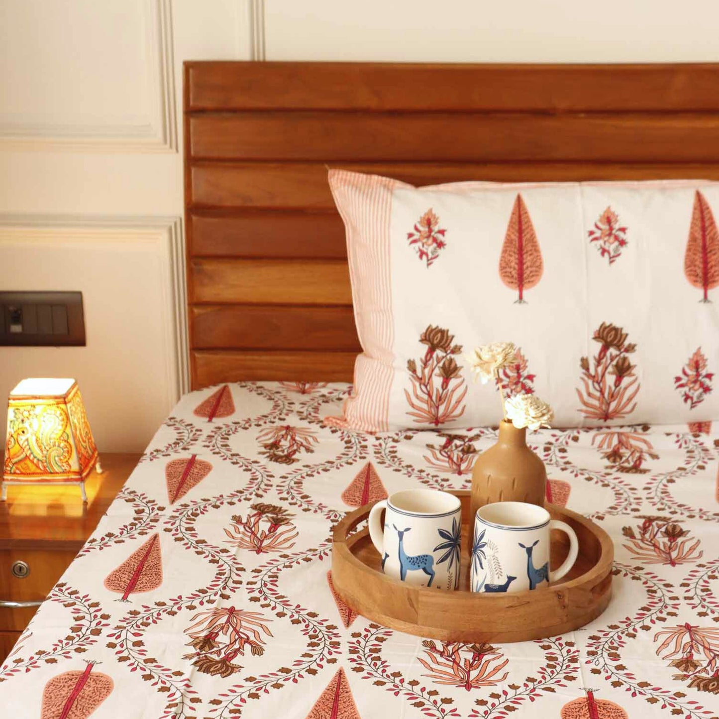 Khushamadeed Red - Single Bed Bedsheet (60x90 Inches)