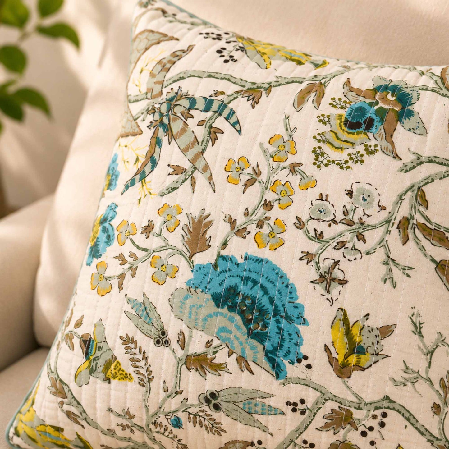 Neela Phool Anokhi Cushion cover