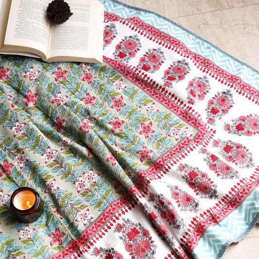 Double Bed Reversible Mul Dohar – Anarkali Green