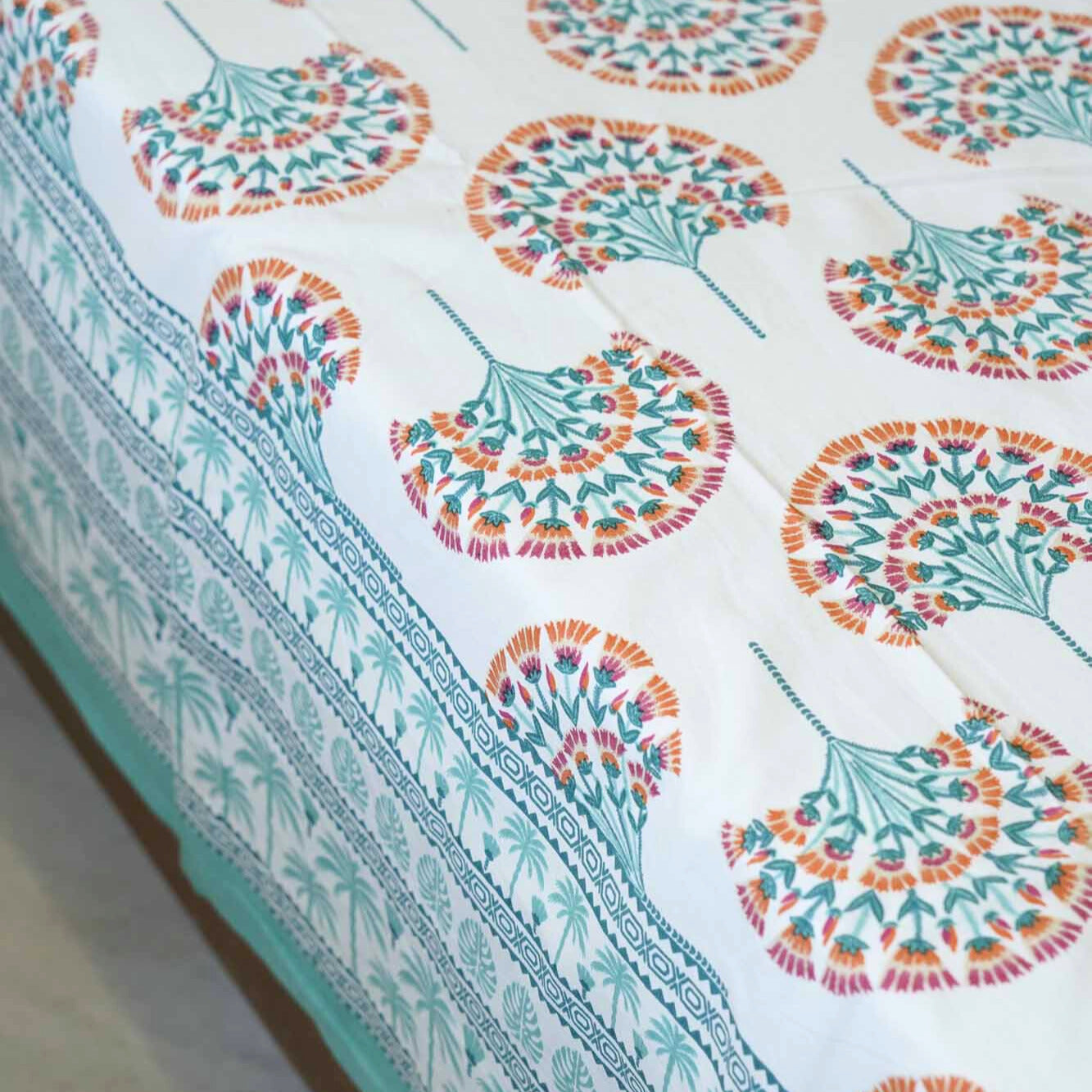 Peacock Blue - Flat I Fitted Bedsheet (108x108 Inches)