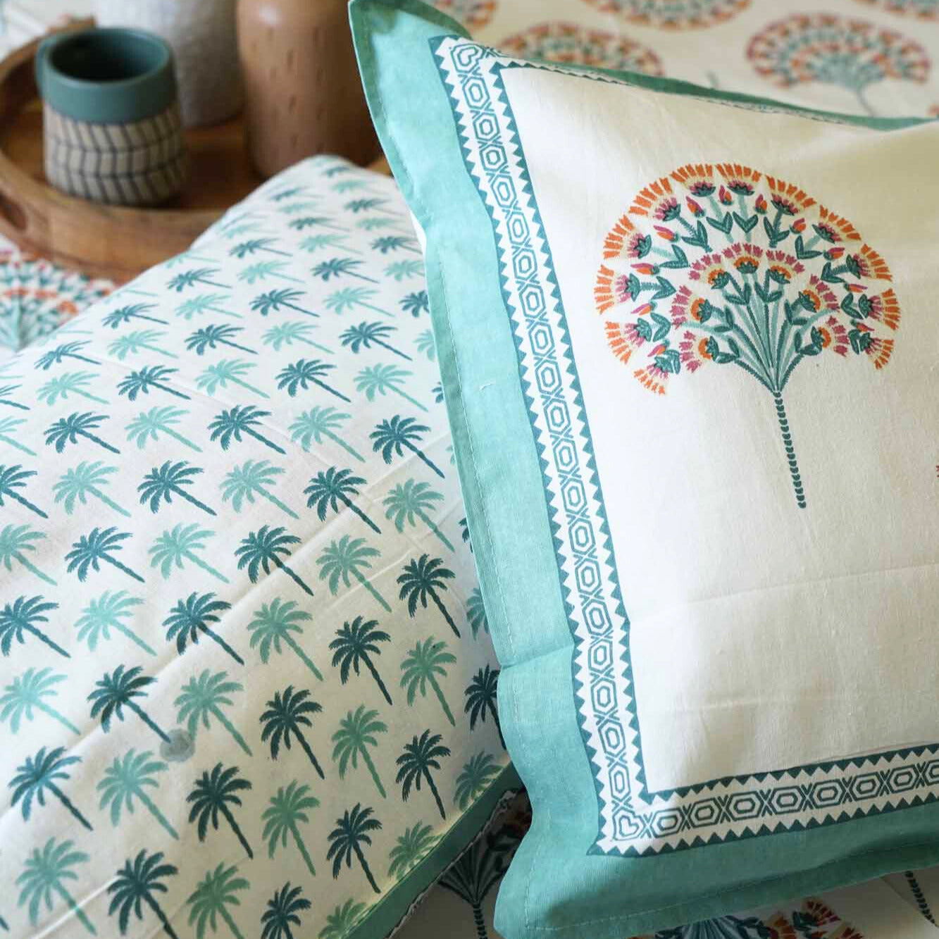 Peacock Blue - Flat I Fitted Bedsheet (108x108 Inches)