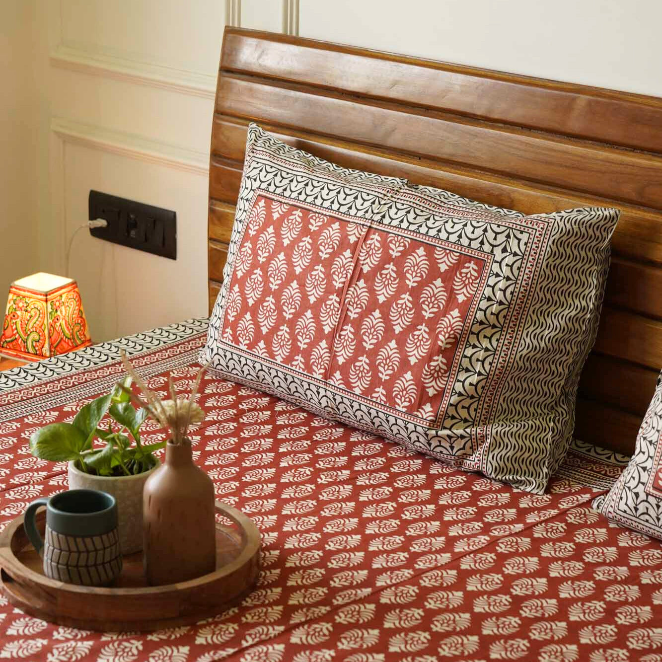 Terracotta - Flat/Fitted Bedsheet (90x108 Inches)