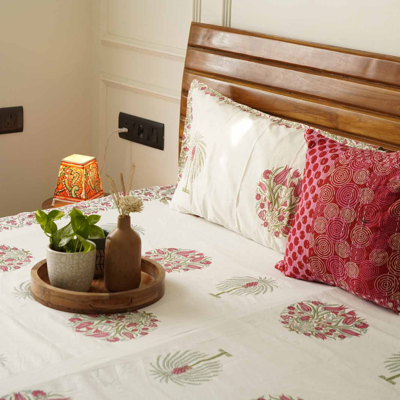 Ananta - Pink - Flat I Fitted Bedsheet (100x108 Inches)