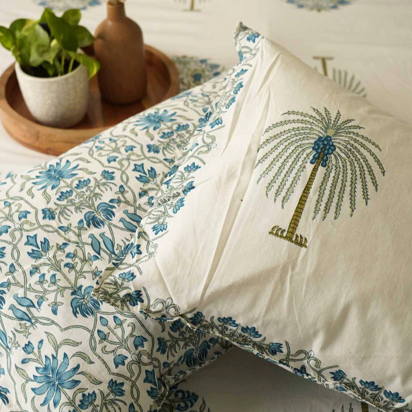 Ananta - Blue - Flat I Fitted Bedsheet (100x108 Inches)