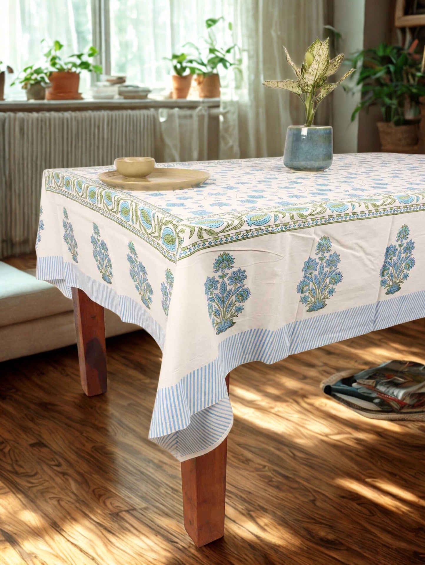 Roshni  Hand Block Six seater Dining Table Cover