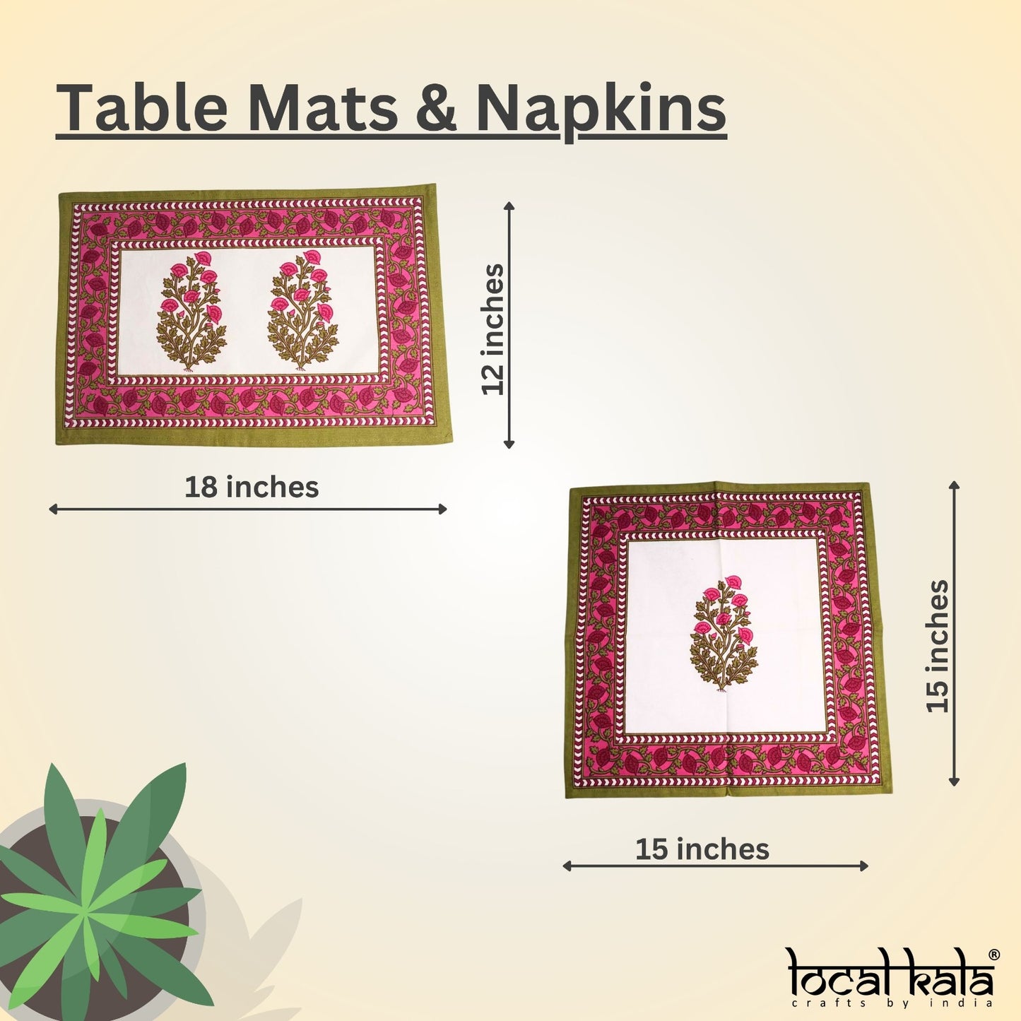 Gudhal - Set of 6 Table mats and 6 napkins