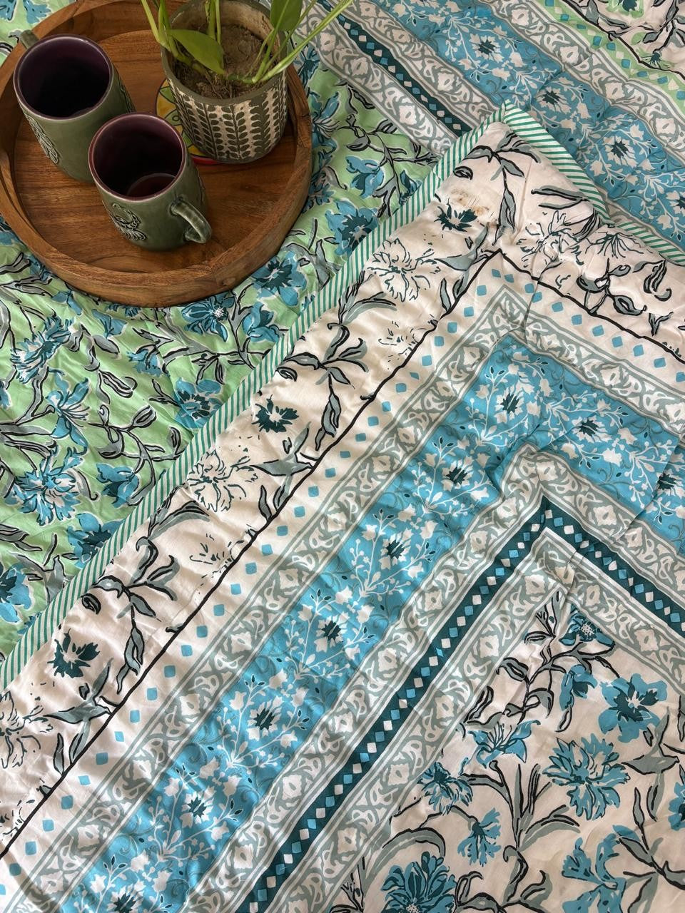 Piku Blue - Single Bed Quilt